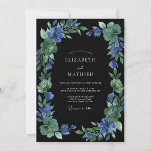 Black Sapphire Painted Wedding Invitation