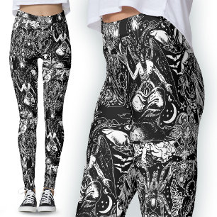 Black Satanic Gothic Baphomet Leggings