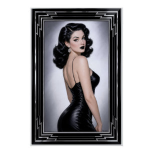 Black Satin Classic Portrait Genevieve Thornecroft Poster