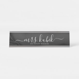 Black Satin Personalized Teacher Desk Name Plate