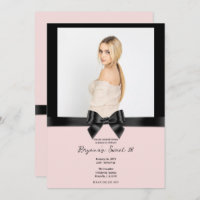 Black Satin Ribbon Bow Blush Pink Photo Sweet 16