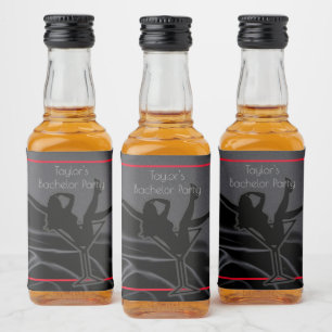 Black Satin Silhouette Bachelor Party Liquor Bottle Label