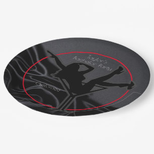 Black Satin Silhouette Bachelor Party Paper Plate