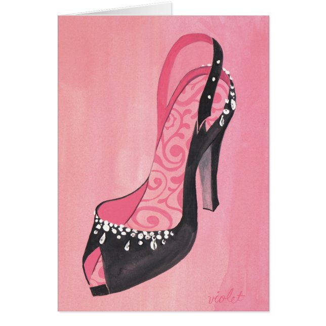 "Black Satin Sling-Back Pump" card (Front)