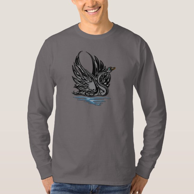 Black Satin Swan T-Shirt (Front)