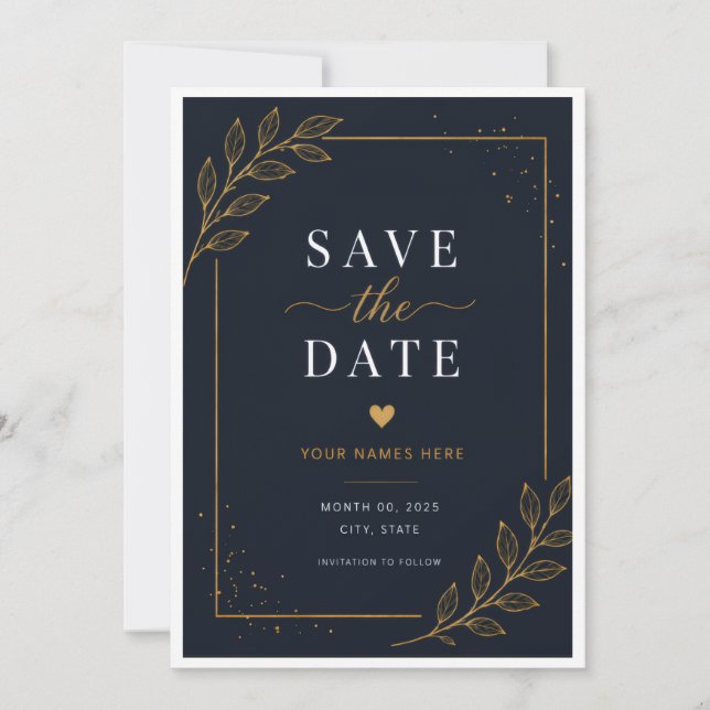 Black Save the Date Card (Front)