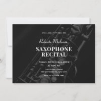 Black saxophone jazz music recital Invitation