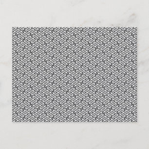 Black Sayagata Pattern Invitation Postcard