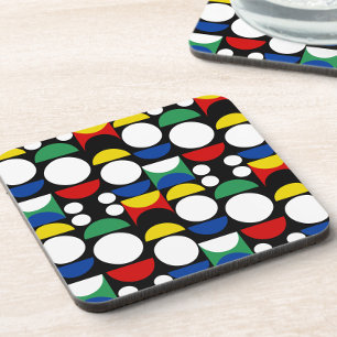 Black Scandinavian Bauhaus Mid-Century Pattern Coaster