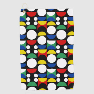 Black Scandinavian Bauhaus Mid-Century Pattern Golf Towel