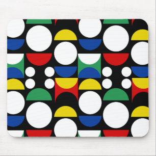 Black Scandinavian Bauhaus Mid-Century Pattern Mouse Mat