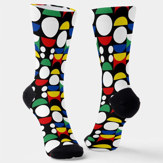 Black Scandinavian Bauhaus Mid-Century Pattern Socks (Creator Uploaded)