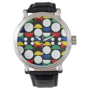 Black Scandinavian Bauhaus Mid-Century Pattern Watch