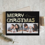Black Scandinavian Two Photo Christmas Foil Holiday Card<br><div class="desc">Send holiday cheer with our customisable two-photo Christmas card, featuring charming Scandinavian-style typography. This gold foil Christmas card beautifully blends modern aesthetics with festive spirit, allowing you to showcase two of your favourite photos. The modern typography is complemented by a minimalist design that captures the essence of Scandinavian style, making...</div>