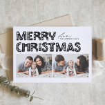 Black Scandinavian Two Photo Christmas Holiday Card<br><div class="desc">Send holiday cheer with our customisable two-photo Christmas card, featuring charming Scandinavian-style typography. This photo collage Christmas card beautifully blends modern aesthetics with festive spirit, allowing you to showcase two of your favourite photos. The modern typography is complemented by a minimalist design that captures the essence of Scandinavian style, making...</div>