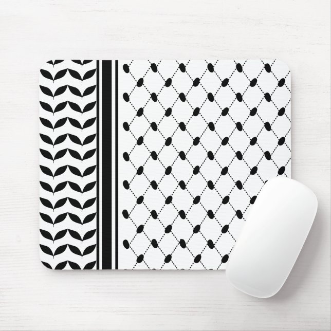 Black Scarf Hatta Keffiyeh Pattern  Mouse Mat (With Mouse)
