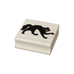 Black scary cat silhouette art stamp