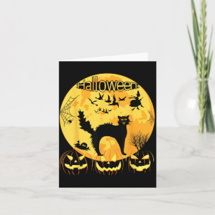 Black Scary Cat With Lighted Eyes Halloween Card