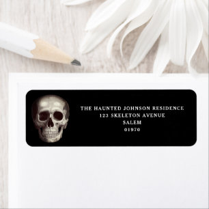 Black Scary Skull Halloween Return Address