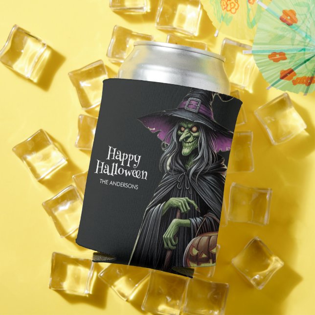 Black Scary Witch Themed Halloween  Can Cooler (In Situ Summer)