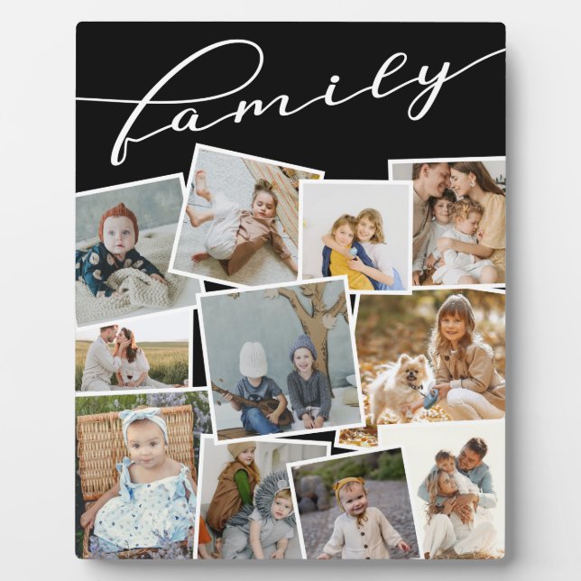 Black Scattered Photos Photo Collage Family Plaque (Front)