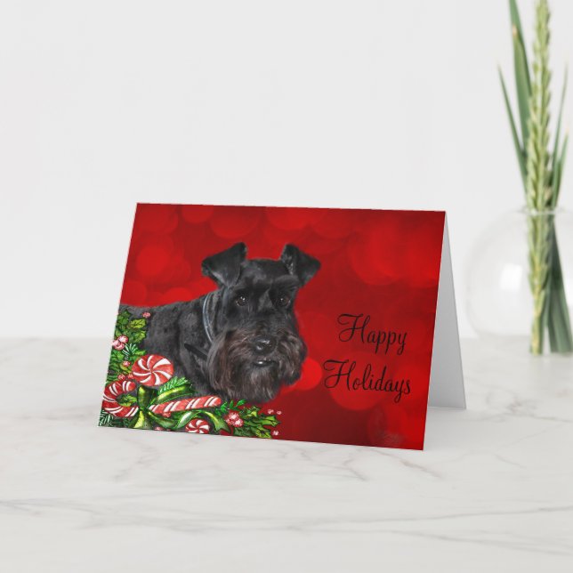 Black Schnauzer Christmas Holiday Card (Front)