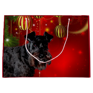 Black Schnauzer Christmas Large Gift Bag