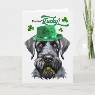 Black Schnauzer Dog Feelin' Lucky St Patrick's Day Holiday Card