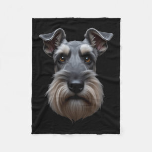 Black Schnauzer Dog Schnauzer Face Fleece Blanket