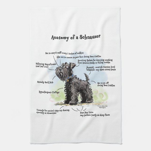 Black Schnauzer Kitchen Towel (Vertical)