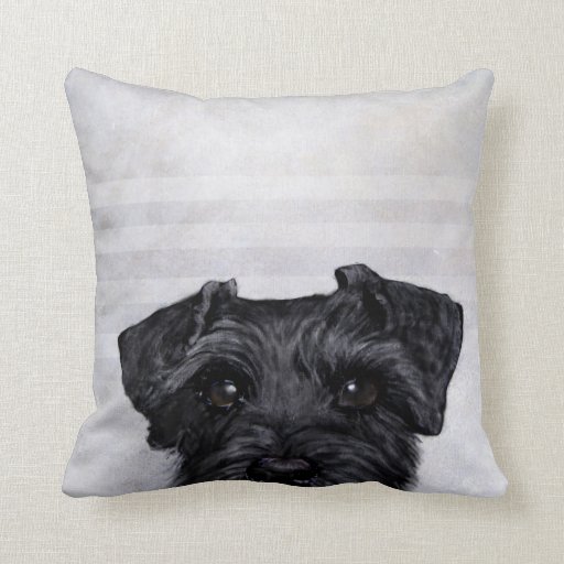 Image of black schnauzer original painting print by Miart Cushion