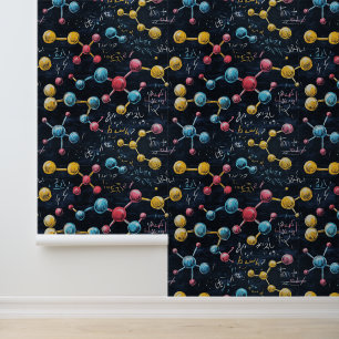 Black School Chalkboard Chemical Equations & Atoms Wallpaper