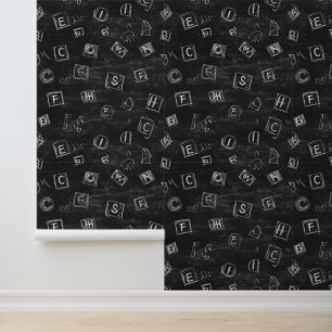 Black School Chalkboard White Letters In Squares Wallpaper