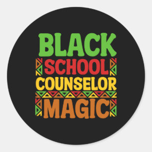 Black School Counsellor Magic Black History Month Classic Round Sticker