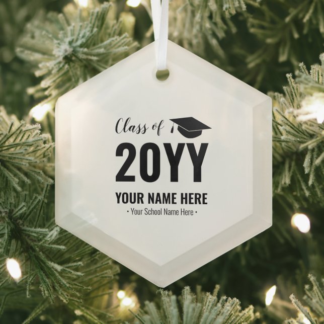 Black School Graduation Christmas Gift Glass Tree Decoration (Insitu)