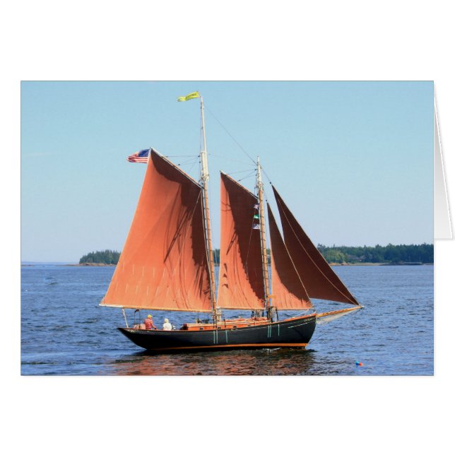 black schooner with red sails (Front Horizontal)