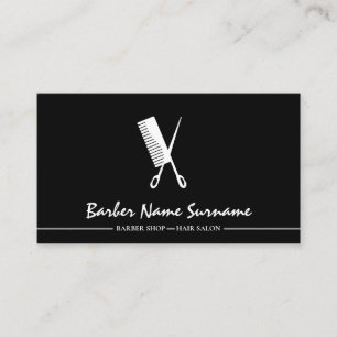 Black Scissor Hair Comb Barber shop Elegant Salon Business Card