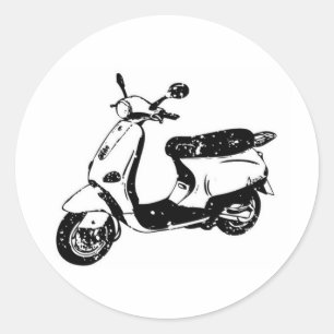 Black Scooter Classic Round Sticker