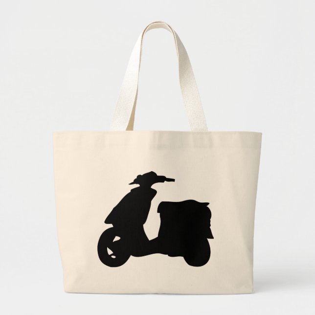 black scooter icon large tote bag (Front)