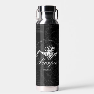 Black Scorpio Astrology Sign Zodiac Custom Name Water Bottle