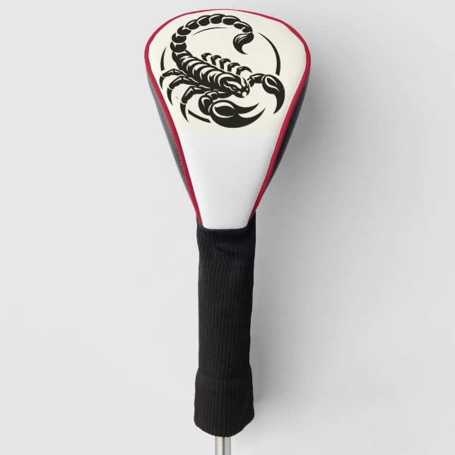 Black Scorpion Bold Luxury Sting Design leather Golf Head Cover (Front)