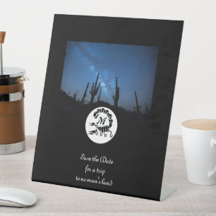 Black Scorpion Silhouette Monogram Photo Pedestal Sign