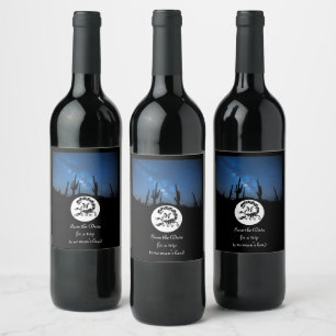 Black Scorpion Silhouette Monogram Photo Wine Label