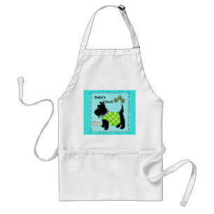 Black Scottie Dog Name Personalised Turquoise Teal Standard Apron