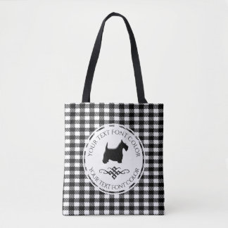 Black Scottie Flourish Buffalo Pattern Tote Bag