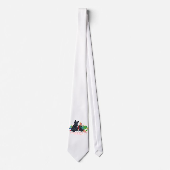 Black Scottie & Pup Christmas Tie (Front)