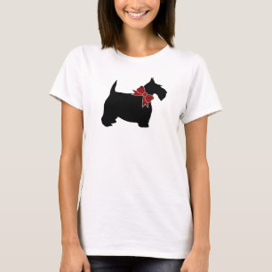 Black Scottie Red Paisley Bow Tie T-Shirt
