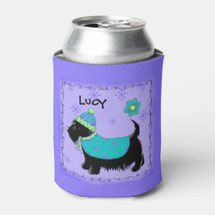 Black Scottie Terrier Dog Name Personalised Can Cooler