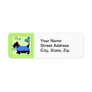 Black Scottie Terrier Dog Name Personalised Green