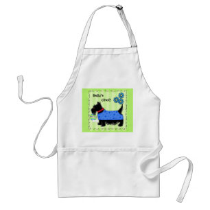 Black Scottie Terrier Dog Name Personalised Green Standard Apron